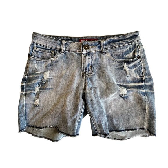 Red Vivet Junior Jean Shorts Low Rise Distressed (Sz5 W30) - Picture 8 of 13